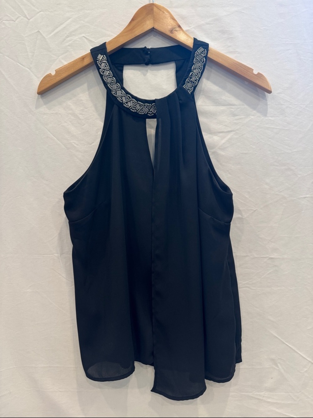 XOXO Black Beaded Halter Top, Y2K Party Top